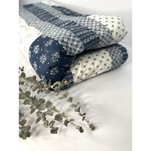 Quilted King Country Living Floral Patchwork Blue Cotton Denim